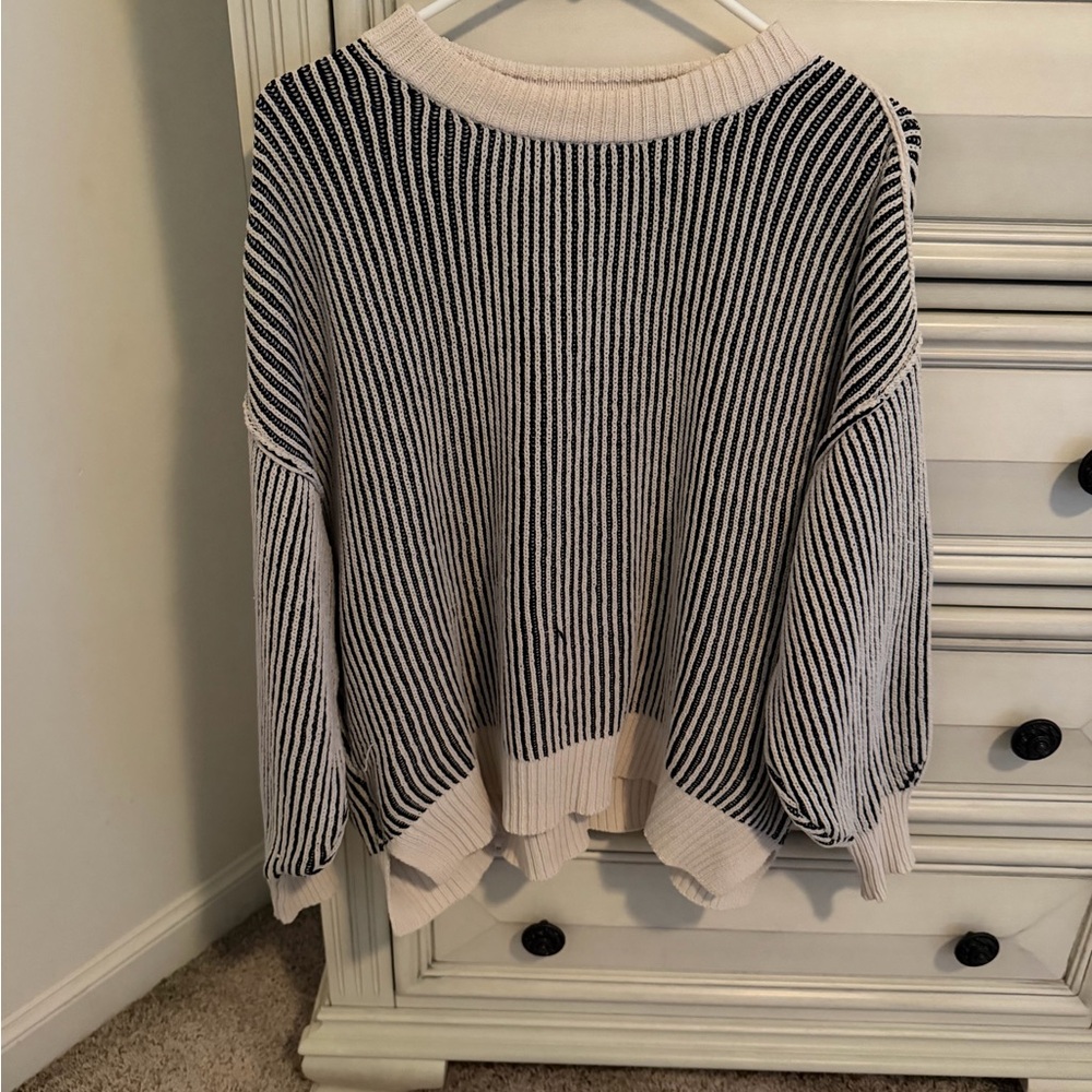 Miss Love Striped Black and White Sweater